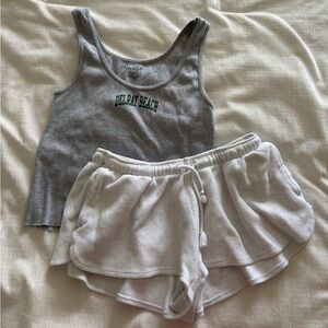 Bundle Brandy Melville Grey Tank and white shorts